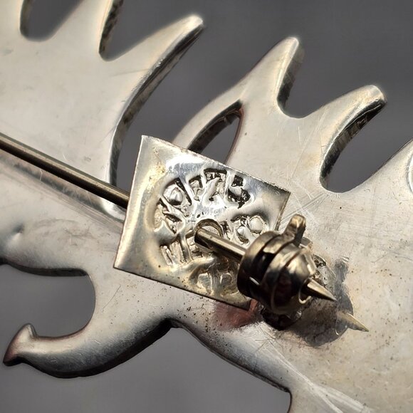 VTG Taxco Sterling Silver 925 Elephant Trio Brooch 3" Raised Trunks TA-75 Mexico - Picture 3 of 8